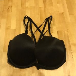 Black Clasp Front and Strappy Back Bra